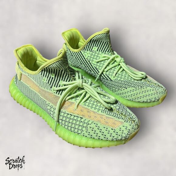 Yeezy Boost 350 V2 Men Shoes 10 Neon Green Comfortable Stylish Sneakers Yeezreel - Picture 4 of 8